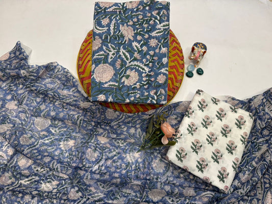 Cotton Suit with Chiffon Duppata