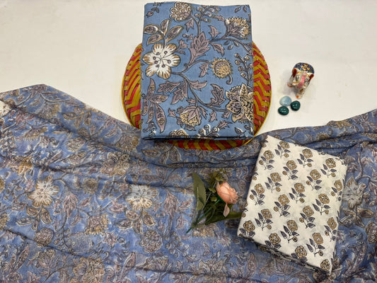Cotton Suit with Chiffon Duppata