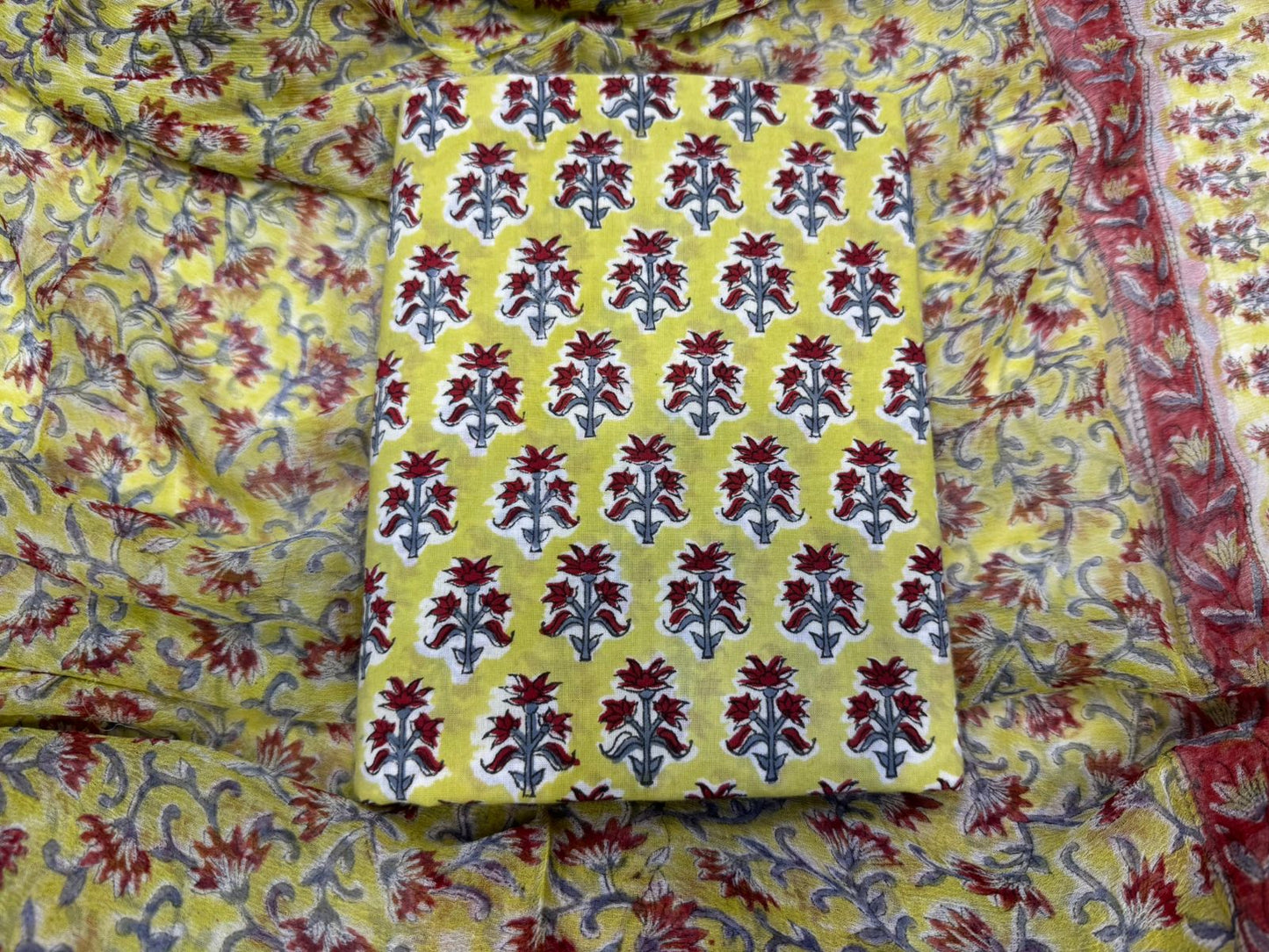 Cotton Suit with Chiffon Duppata