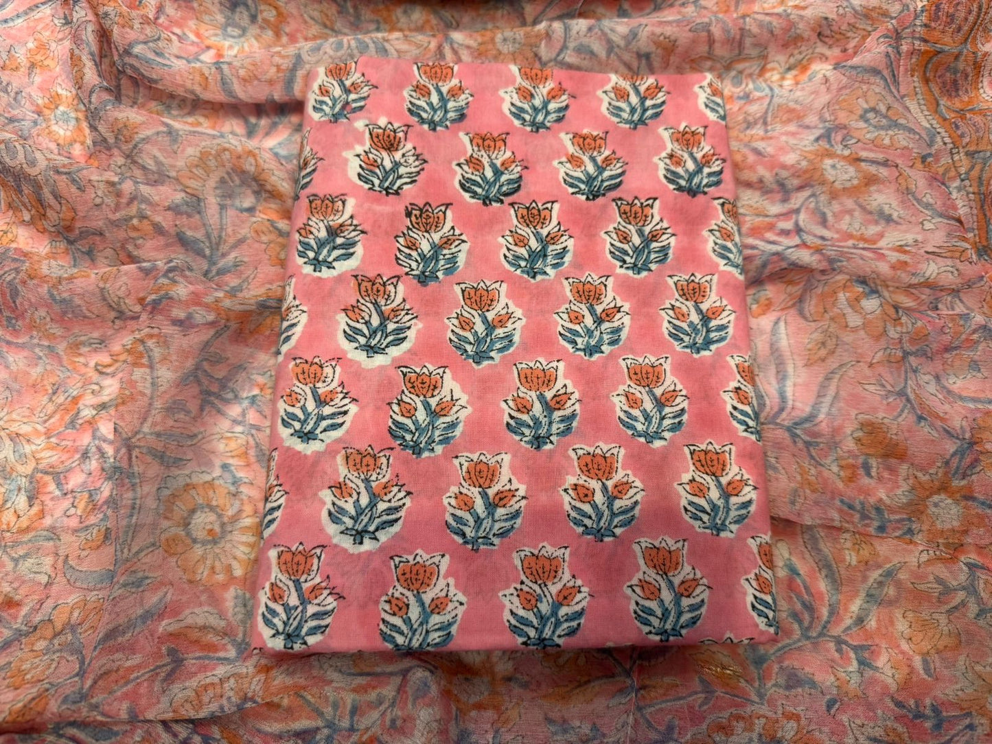 Cotton Suit with Chiffon Duppata