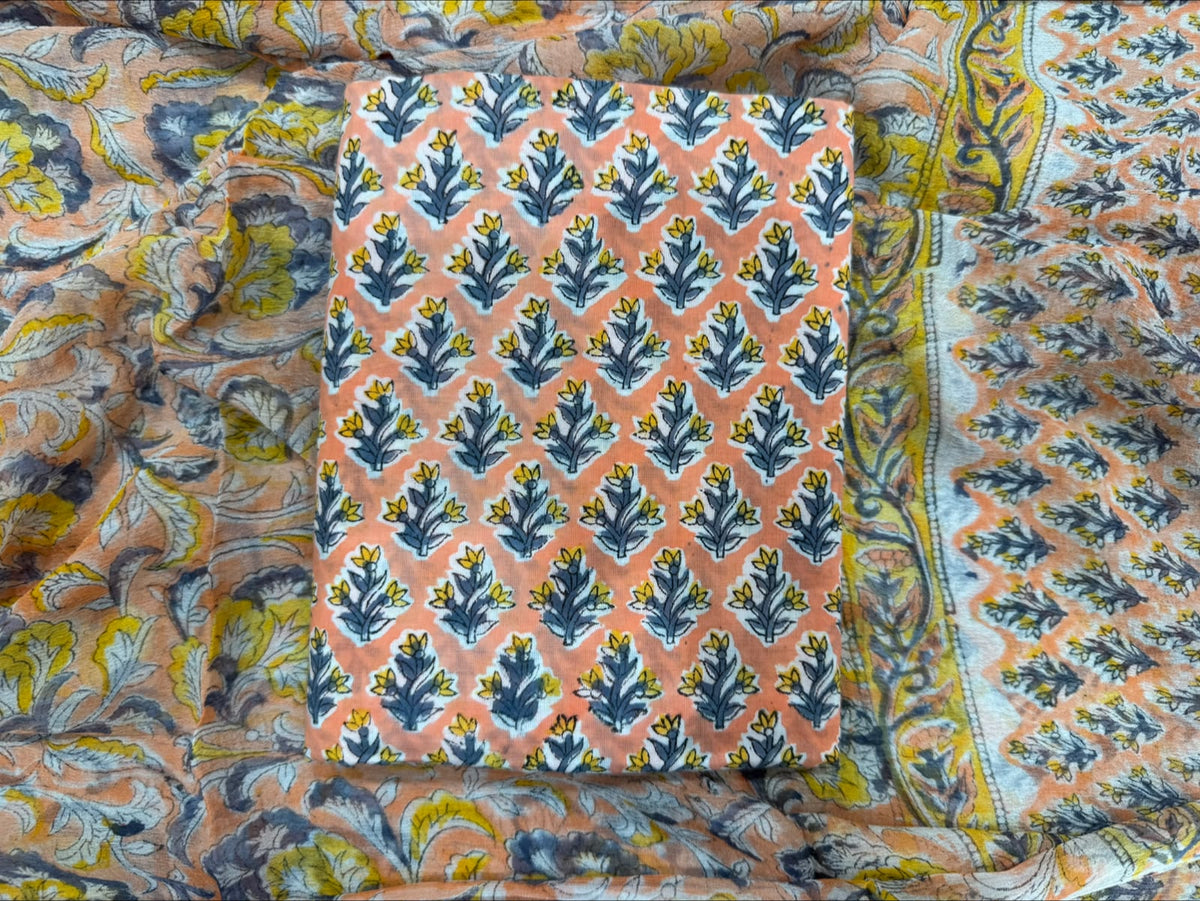 Cotton Suit with Chiffon Dupatta