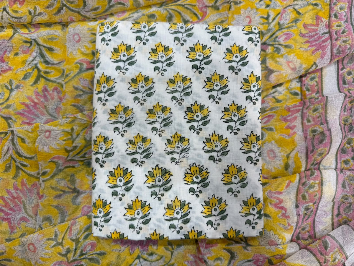 Cotton Suit with Chiffon Dupatta