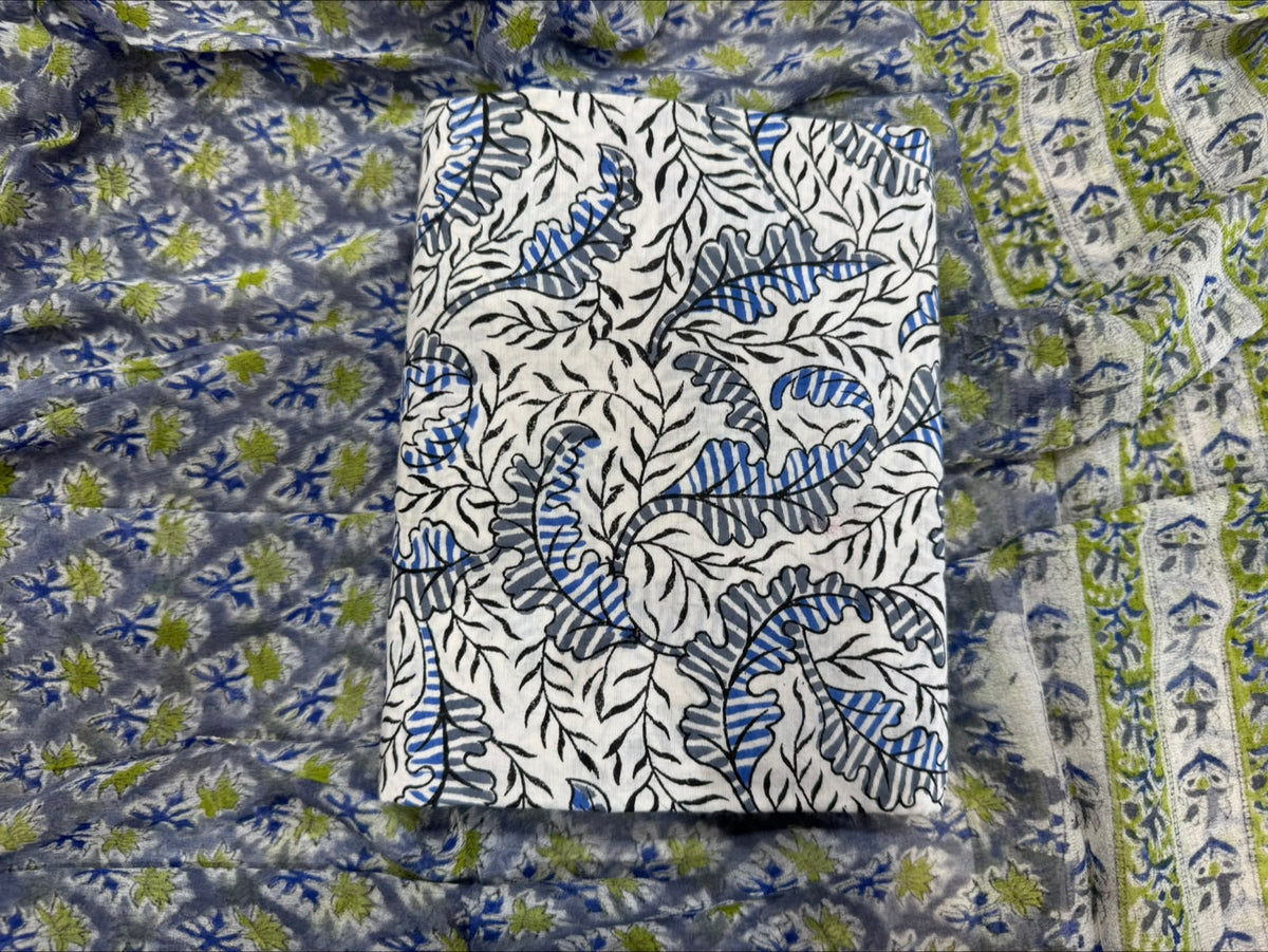 Cotton Suit with Chiffon Dupatta