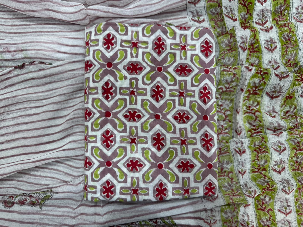 Cotton Suit with Chiffon Dupatta