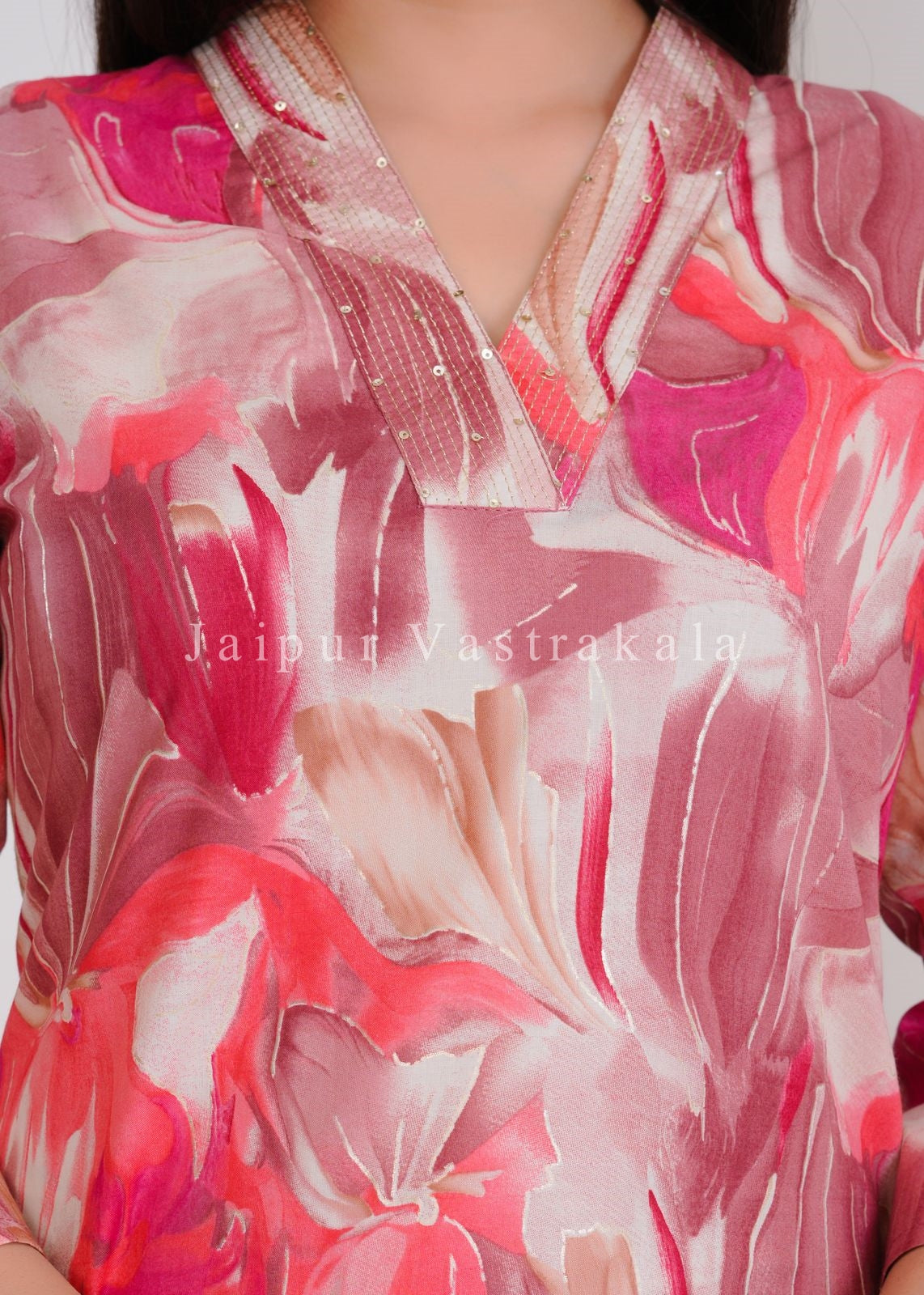 Peach Marble Cotton Kurti