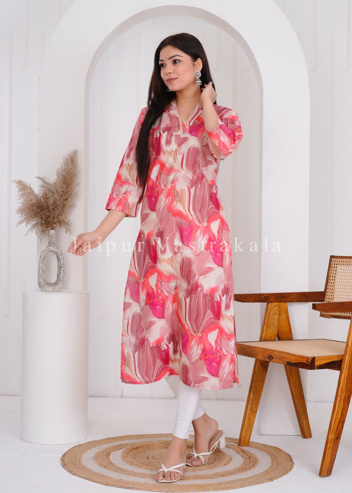 Peach Marble Cotton Kurti