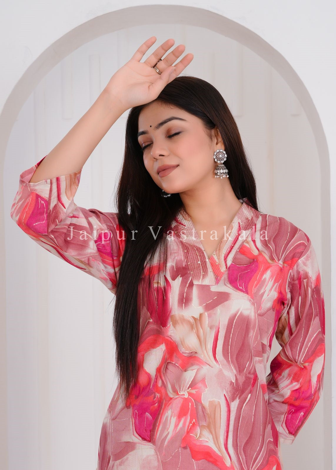Peach Marble Cotton Kurti