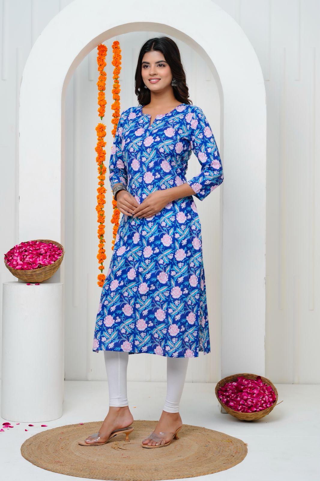 Neel Gulzar Kantha Neck Cotton Kurti