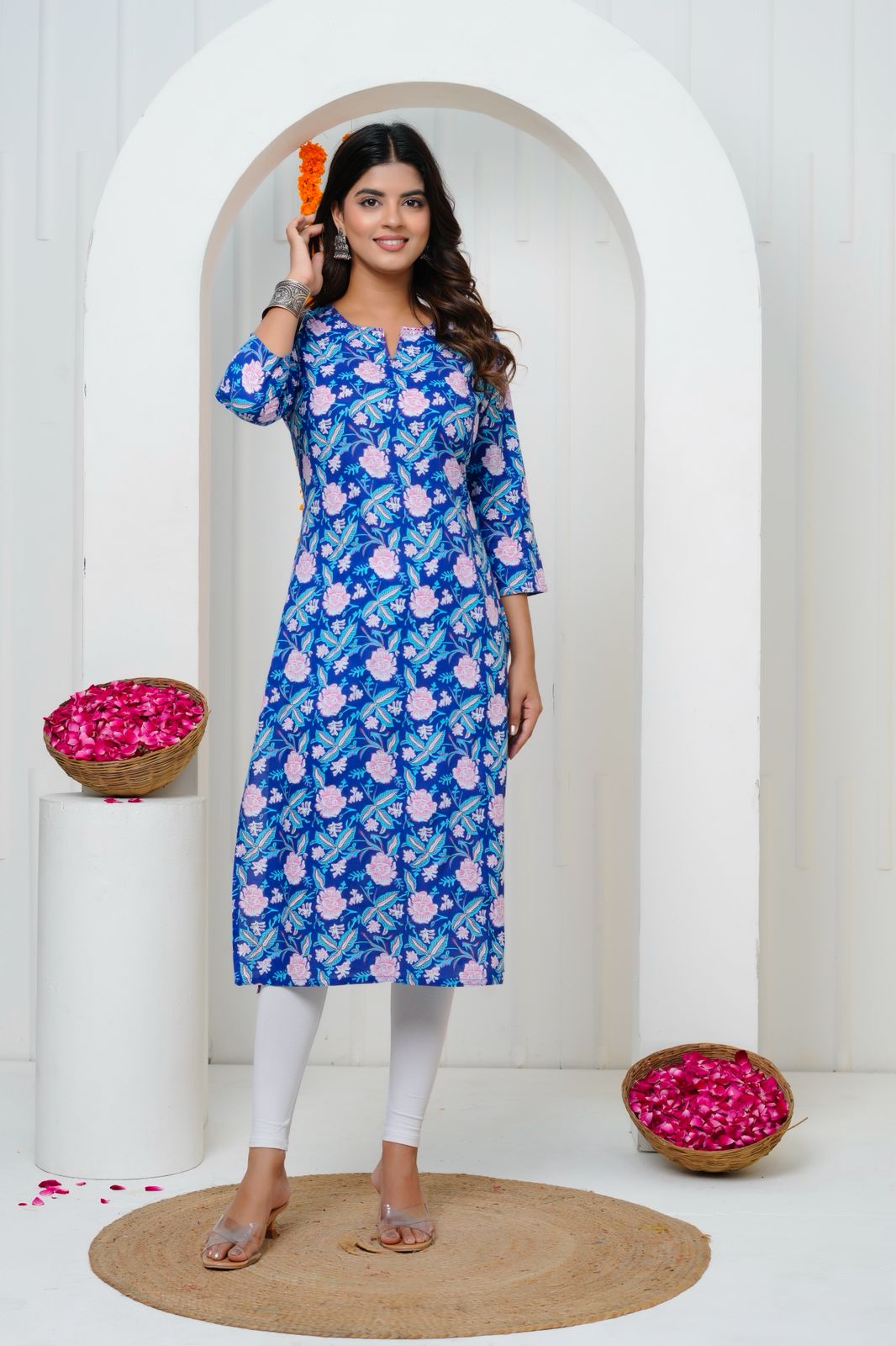 Neel Gulzar Kantha Neck Cotton Kurti