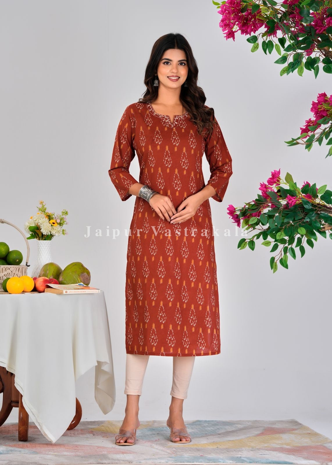 Rustic Ikkat Print Cotton Kurti