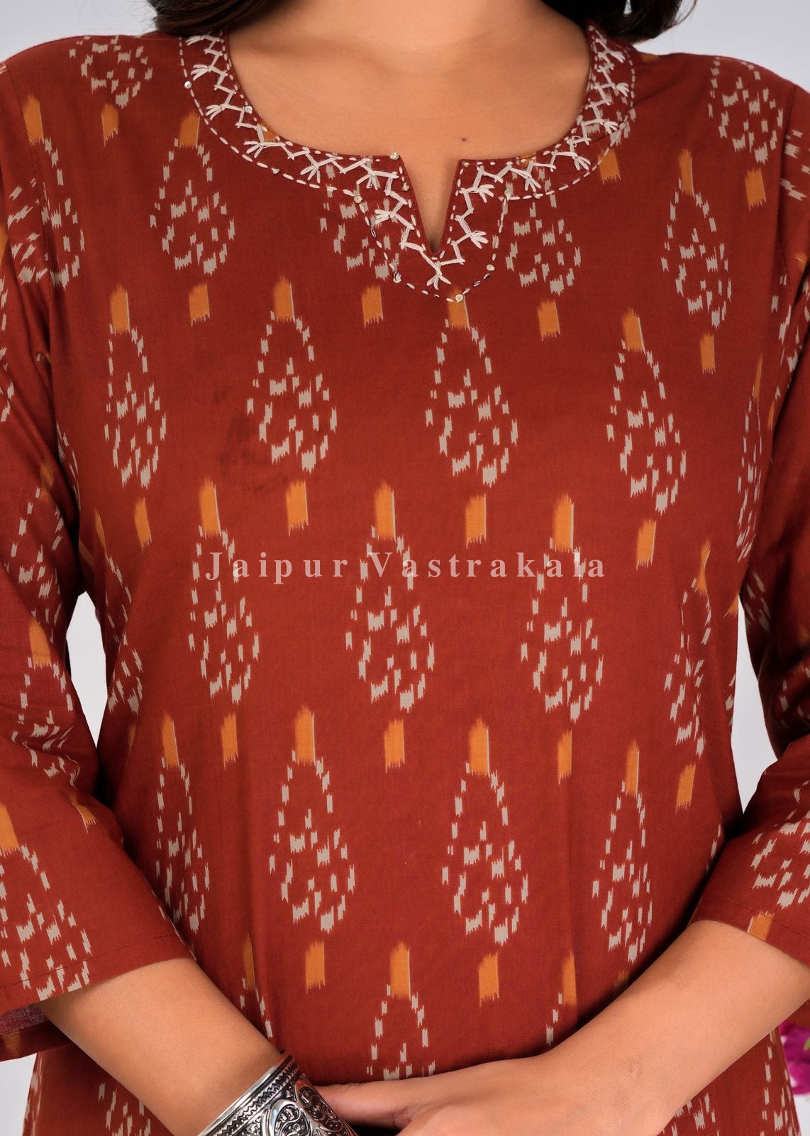 Rustic Ikkat Print Cotton Kurti