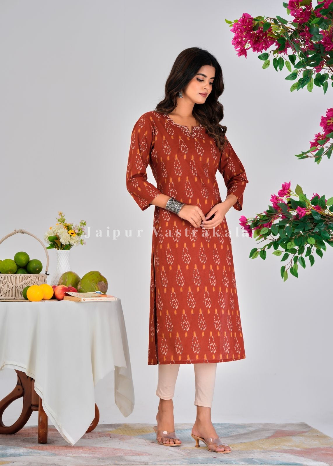 Rustic Ikkat Print Cotton Kurti