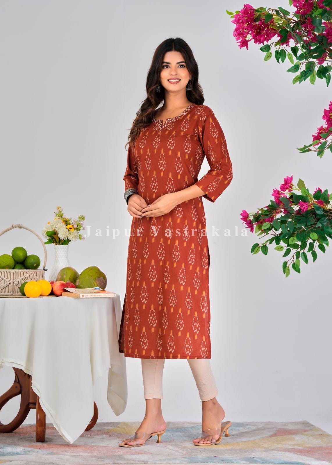 Rustic Ikkat Print Cotton Kurti