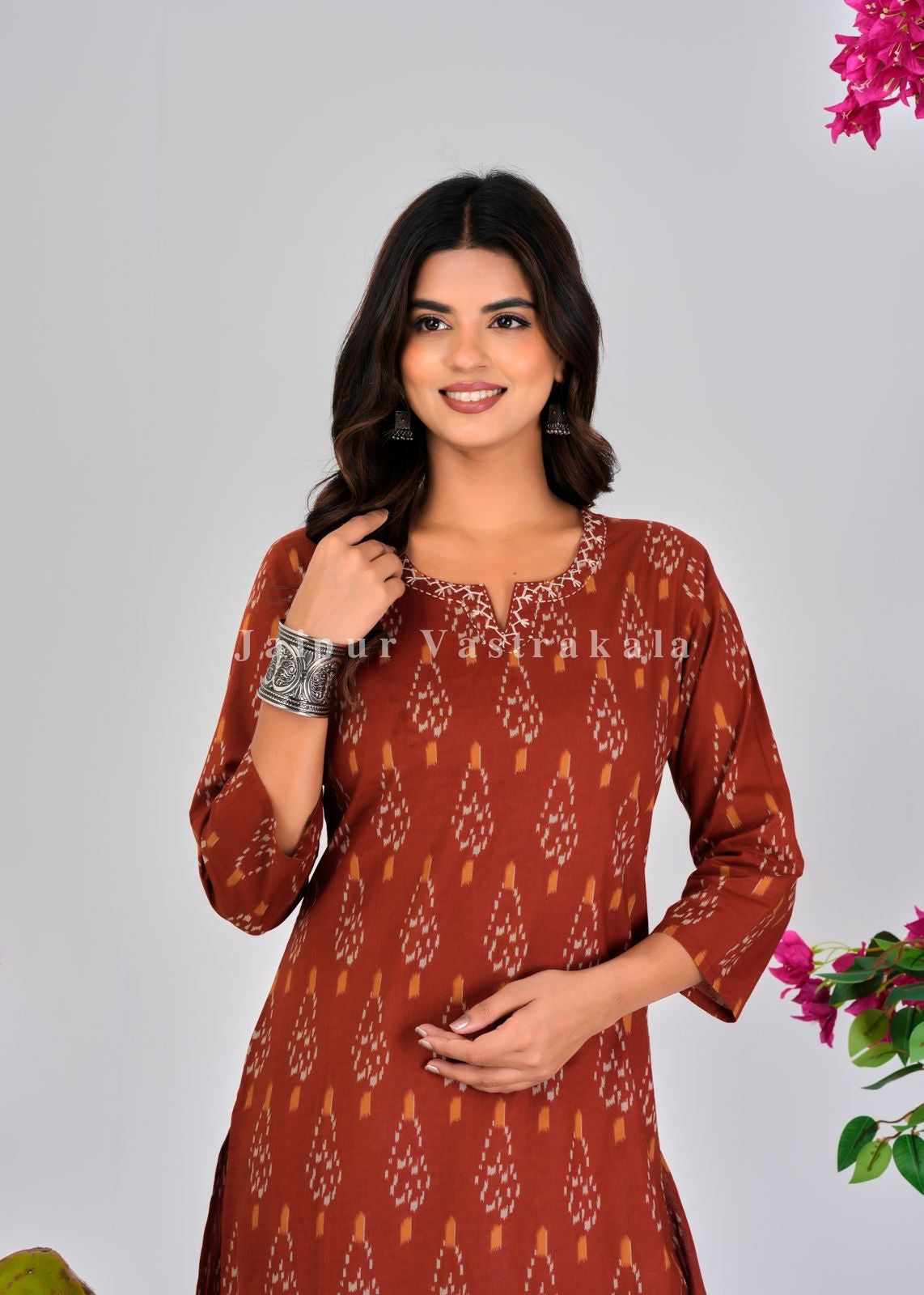 Rustic Ikkat Print Cotton Kurti