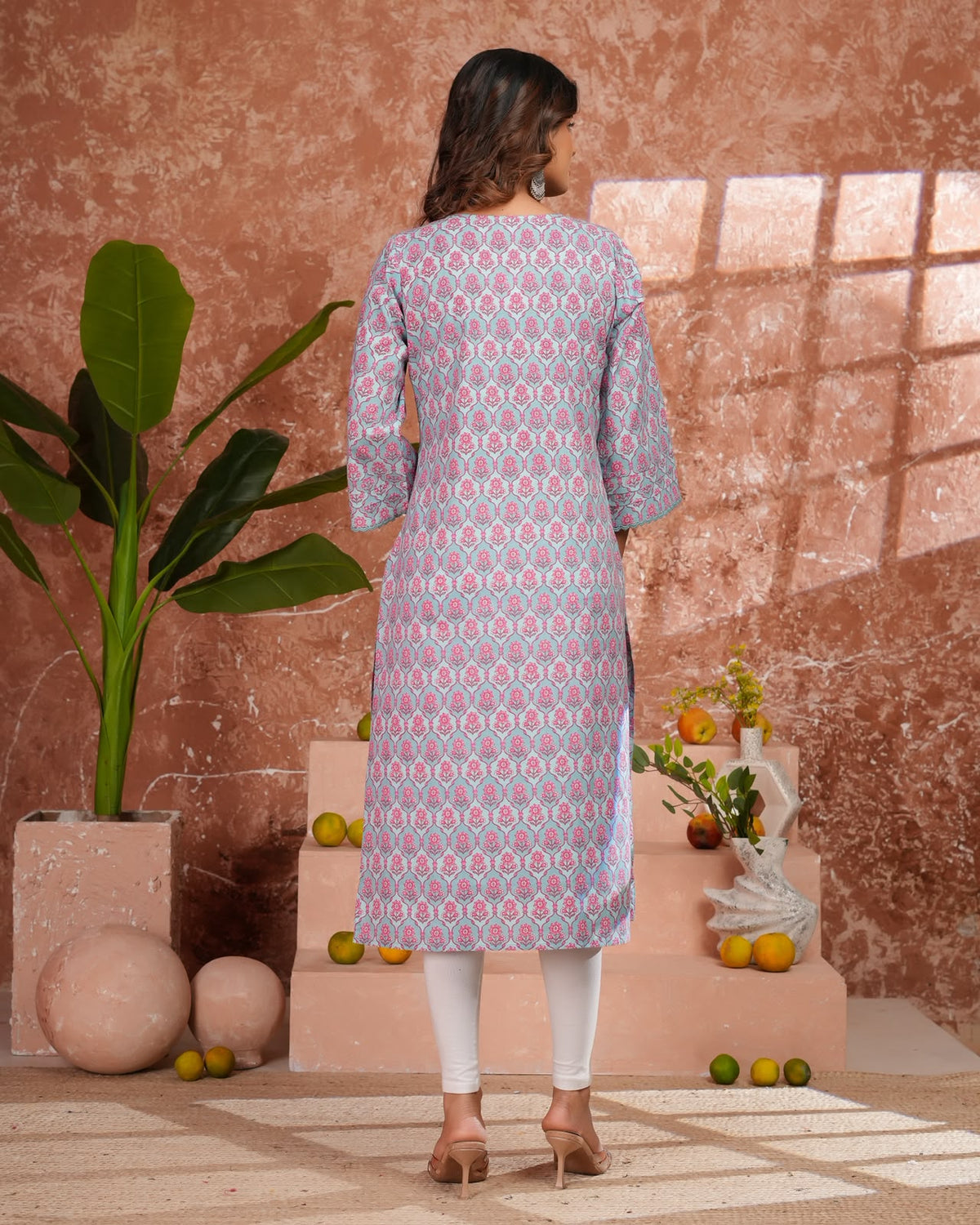 Blue Buds Cotton Pakistani Kurti