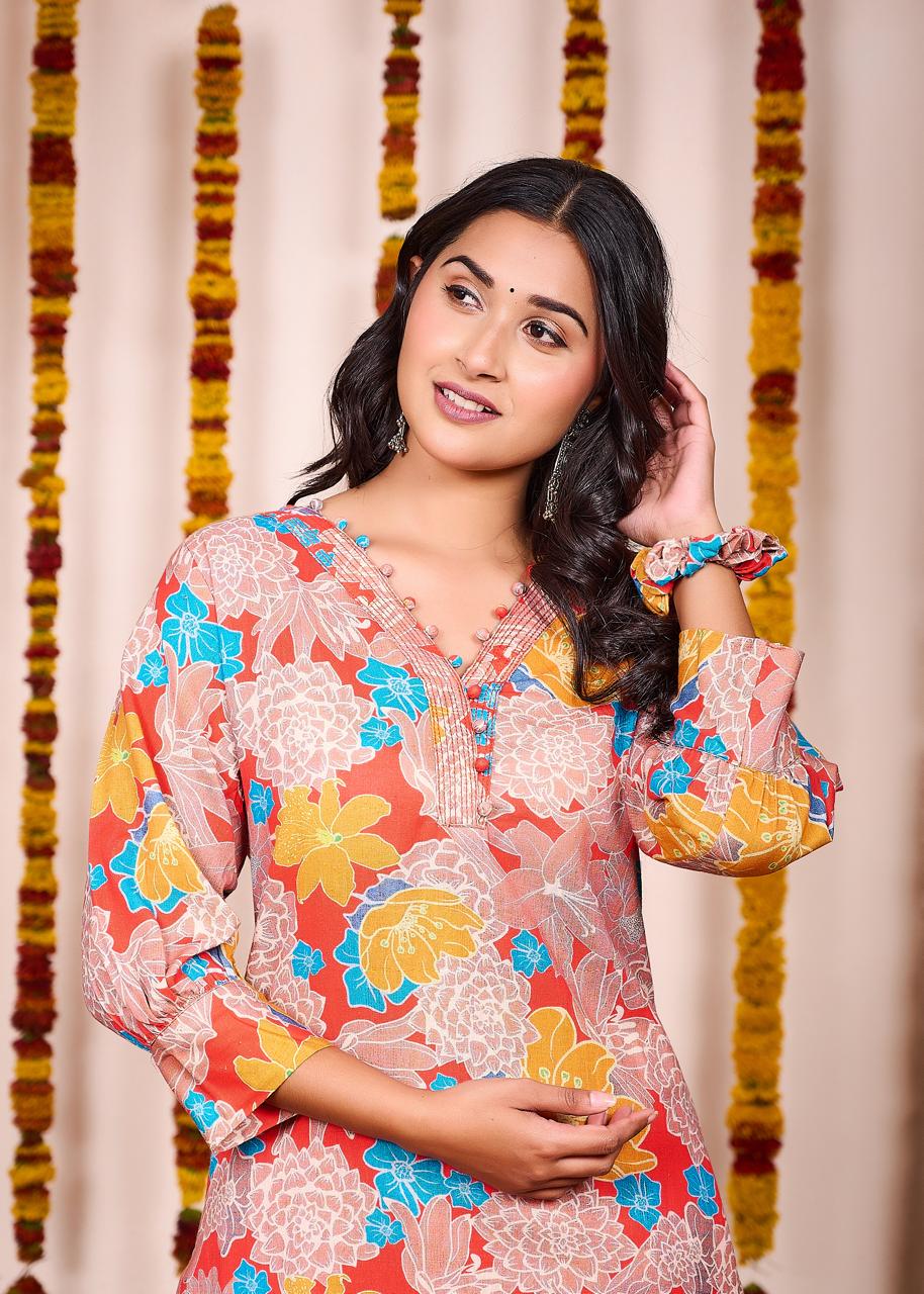 Citrus Blooms Cotton Flex Kurti