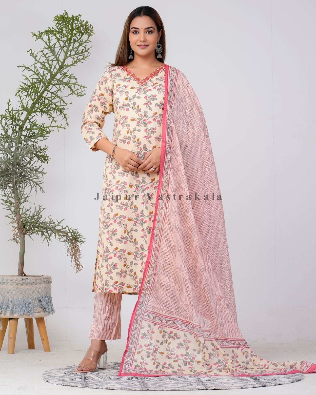 hand block printed kurta set with dupatta
