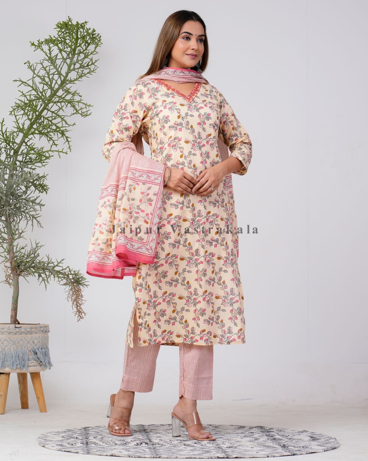 hand block printed kurta set with dupatta