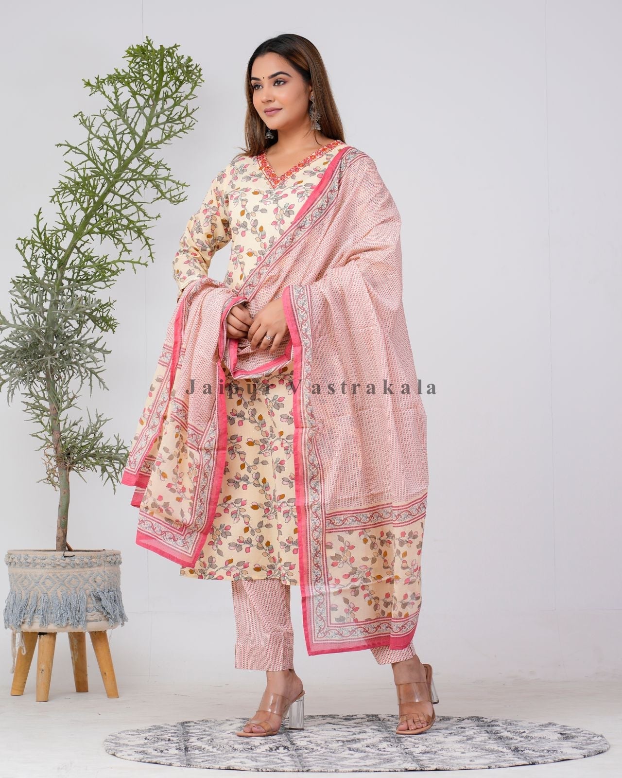 hand block printed kurta set with dupatta