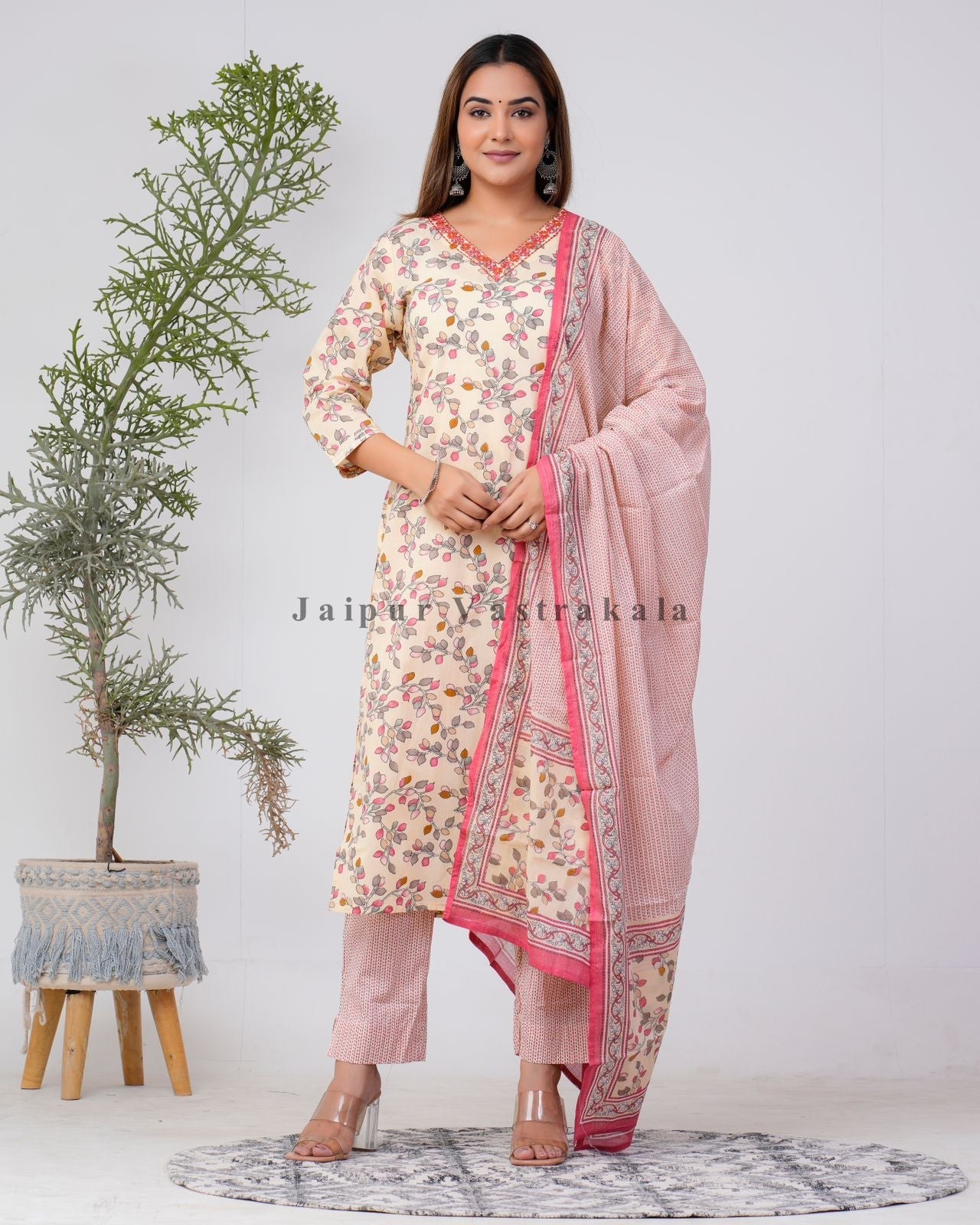 hand block printed kurta set with dupatta