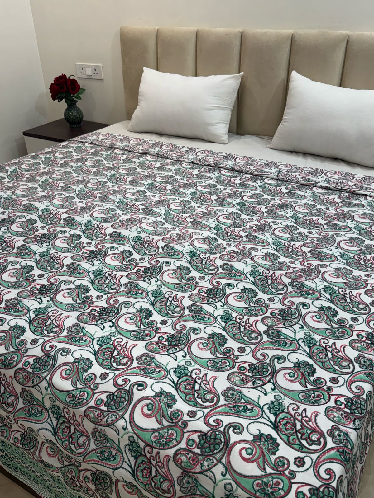 Mint Paisley Double Bed Dohar