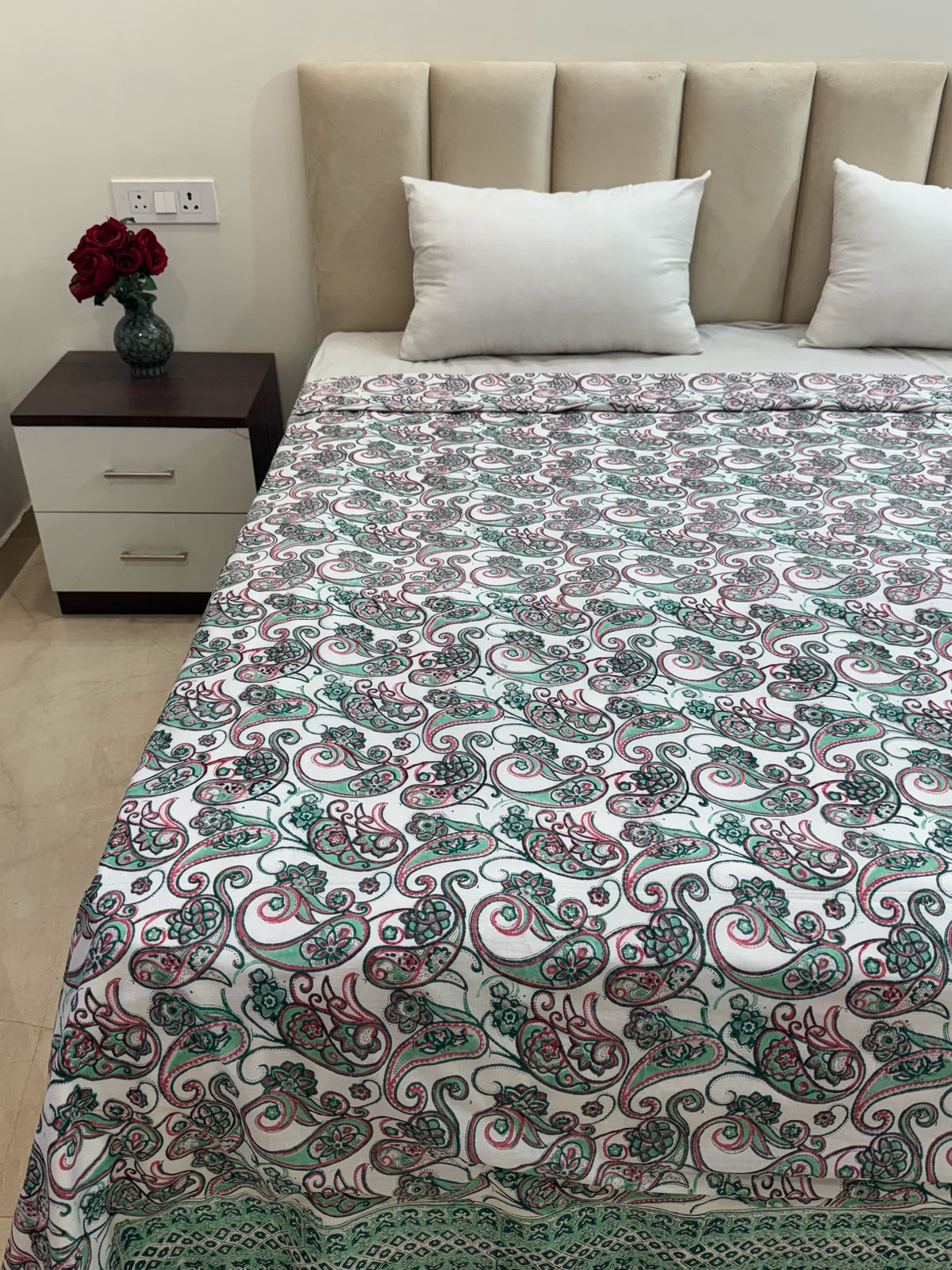 Mint Paisley Double Bed Dohar