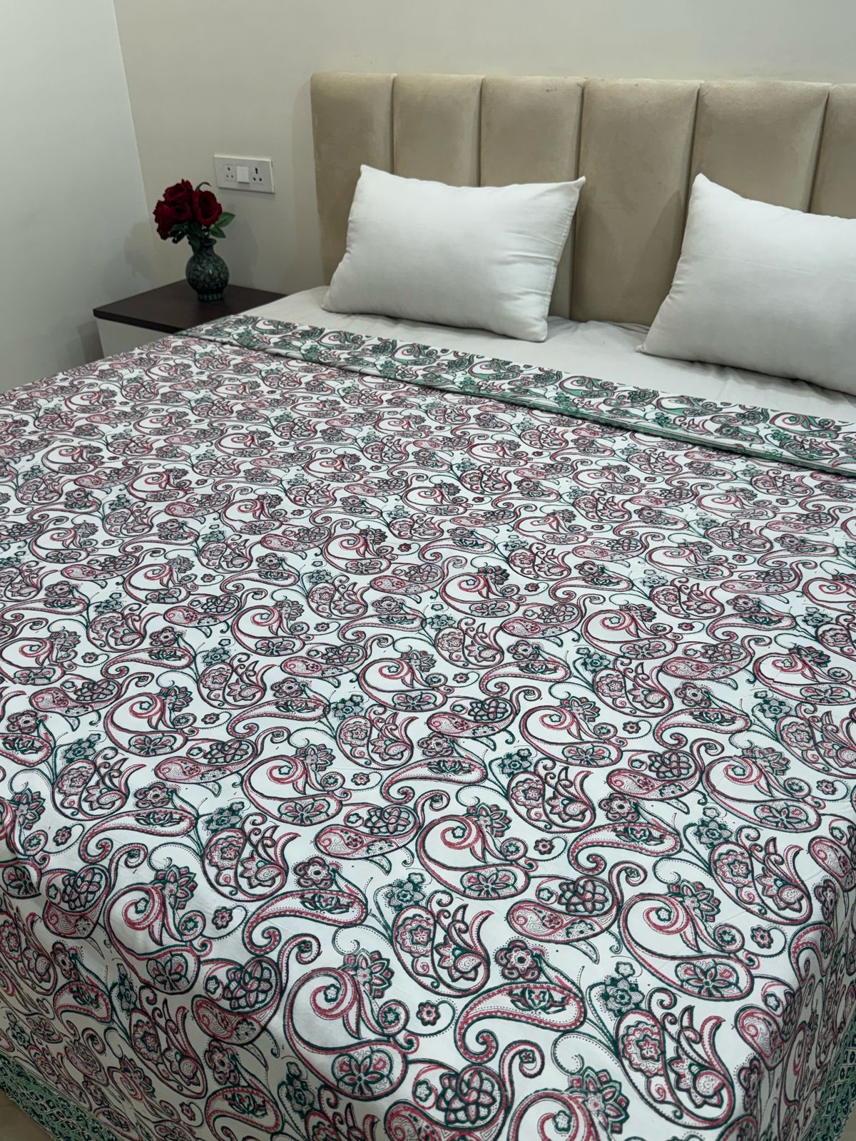 Mint Paisley Double Bed Dohar