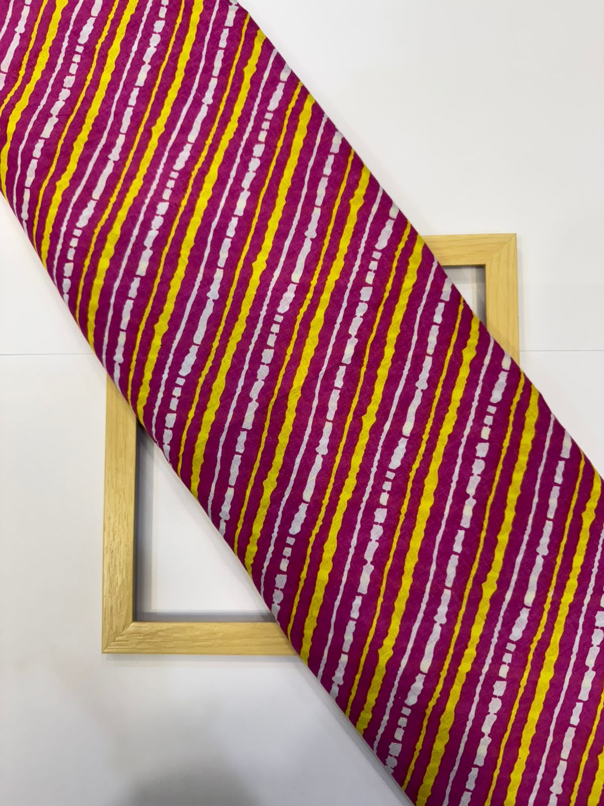 Pink Lehariya Fill Cotton Fabric