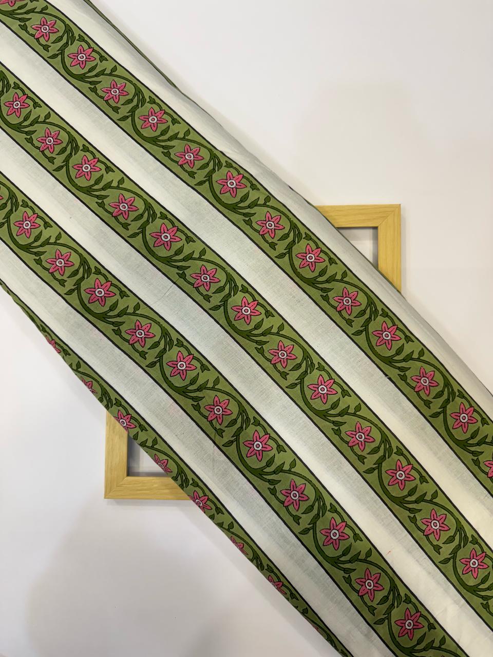 Green Stripes Cotton Fabric
