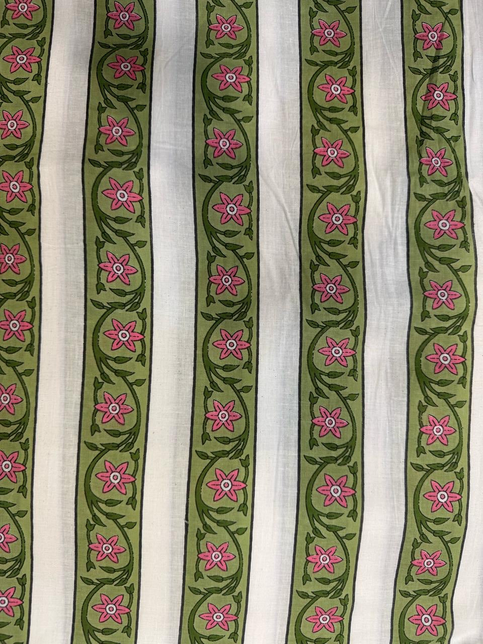 Green Stripes Cotton Fabric
