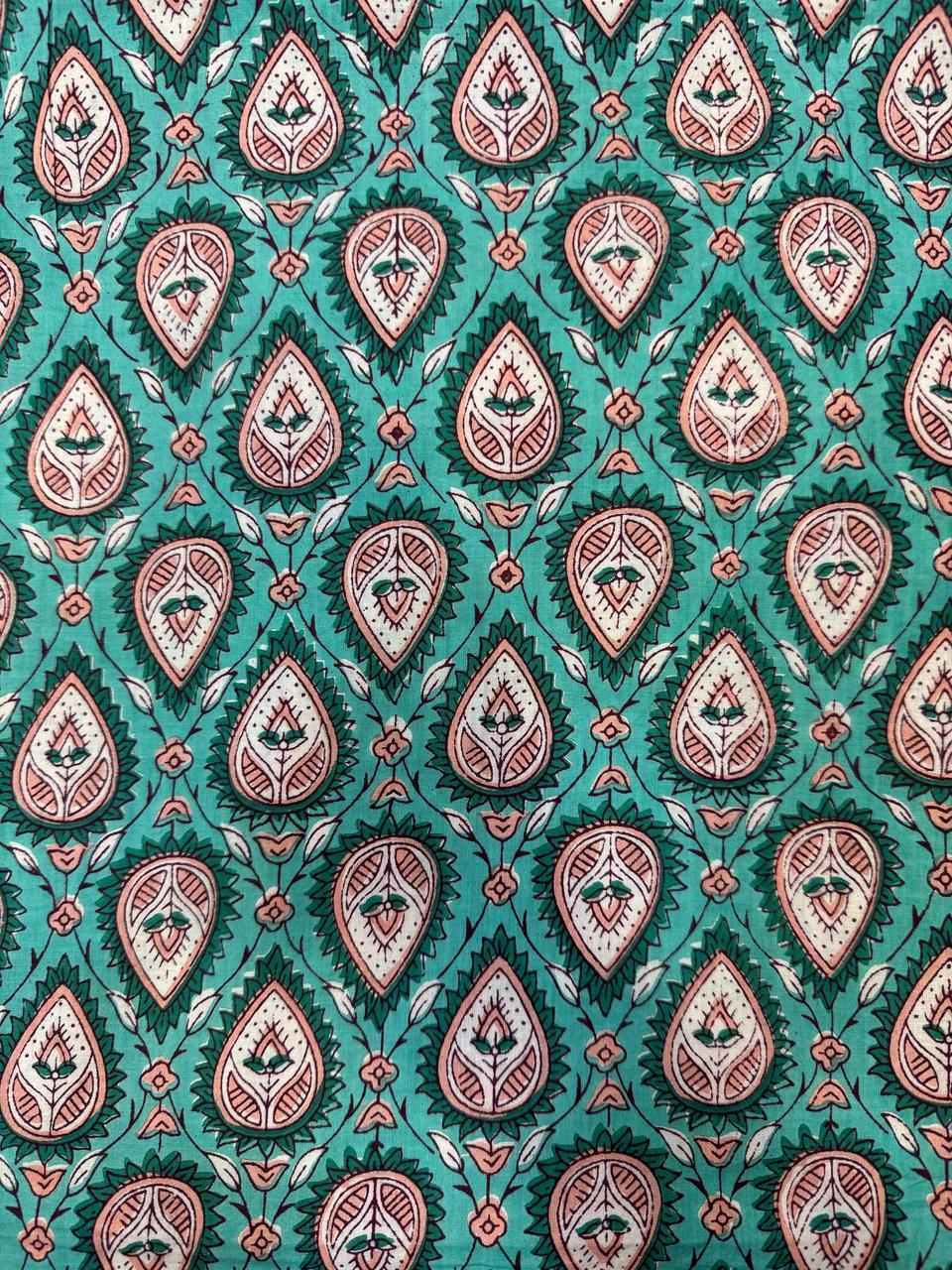 Aqua Fern Cotton Fabric
