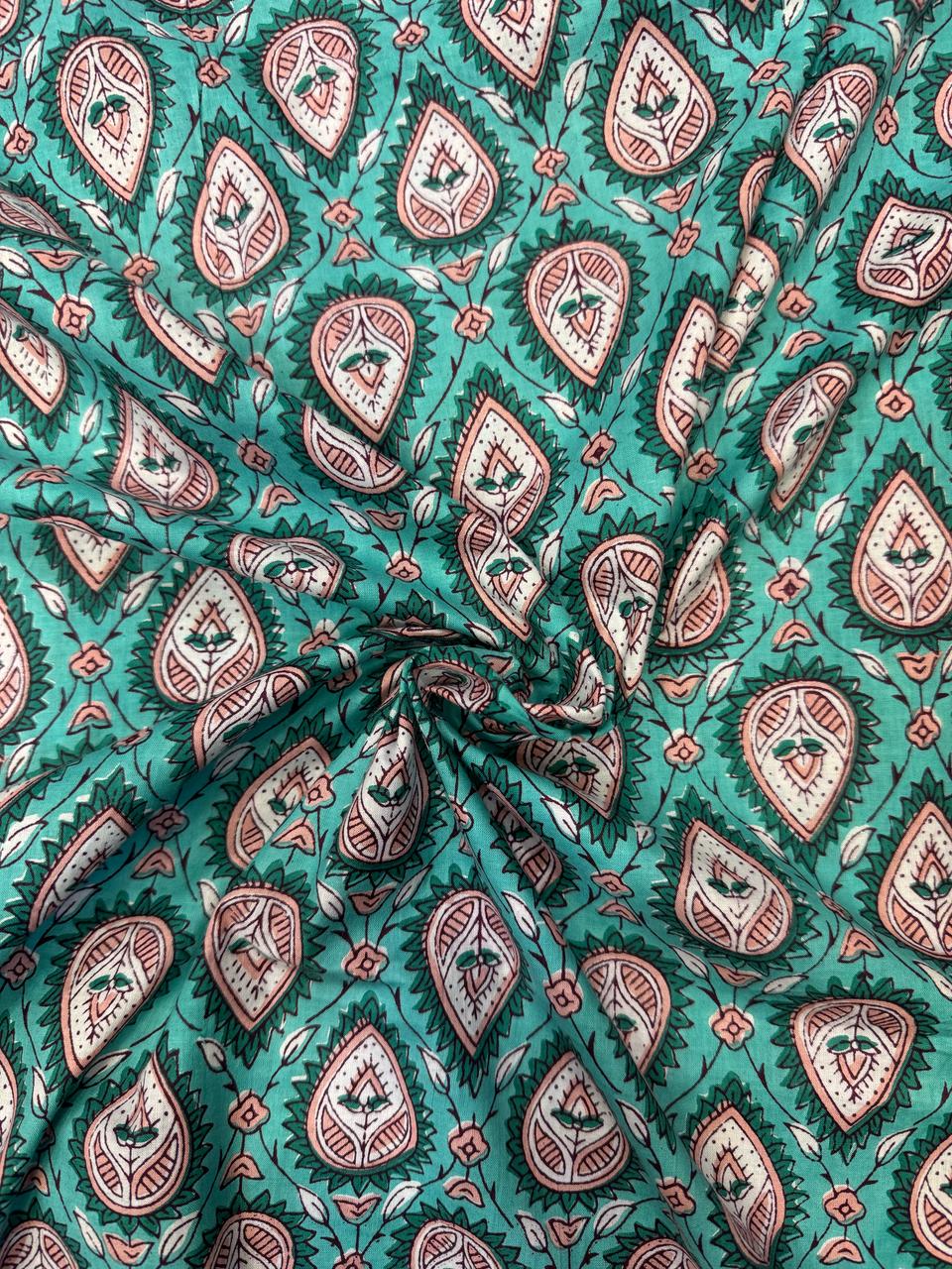 Aqua Fern Cotton Fabric