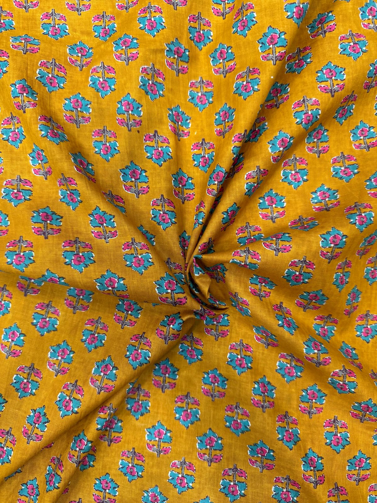 Mustard Booti Cotton Fabric