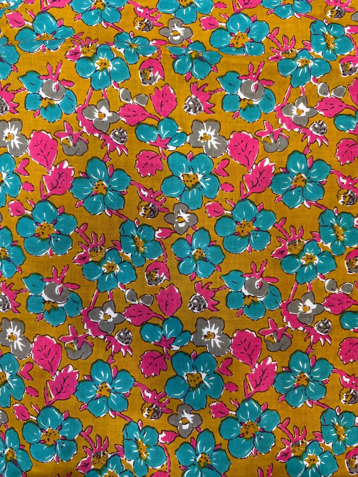 Mustard Blooms Cotton Fabric