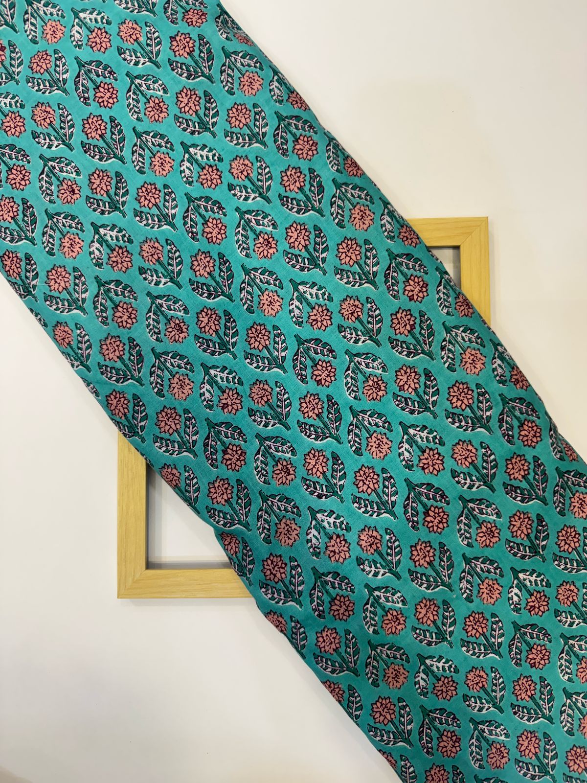 Aqua Booti Print Cotton Fabric