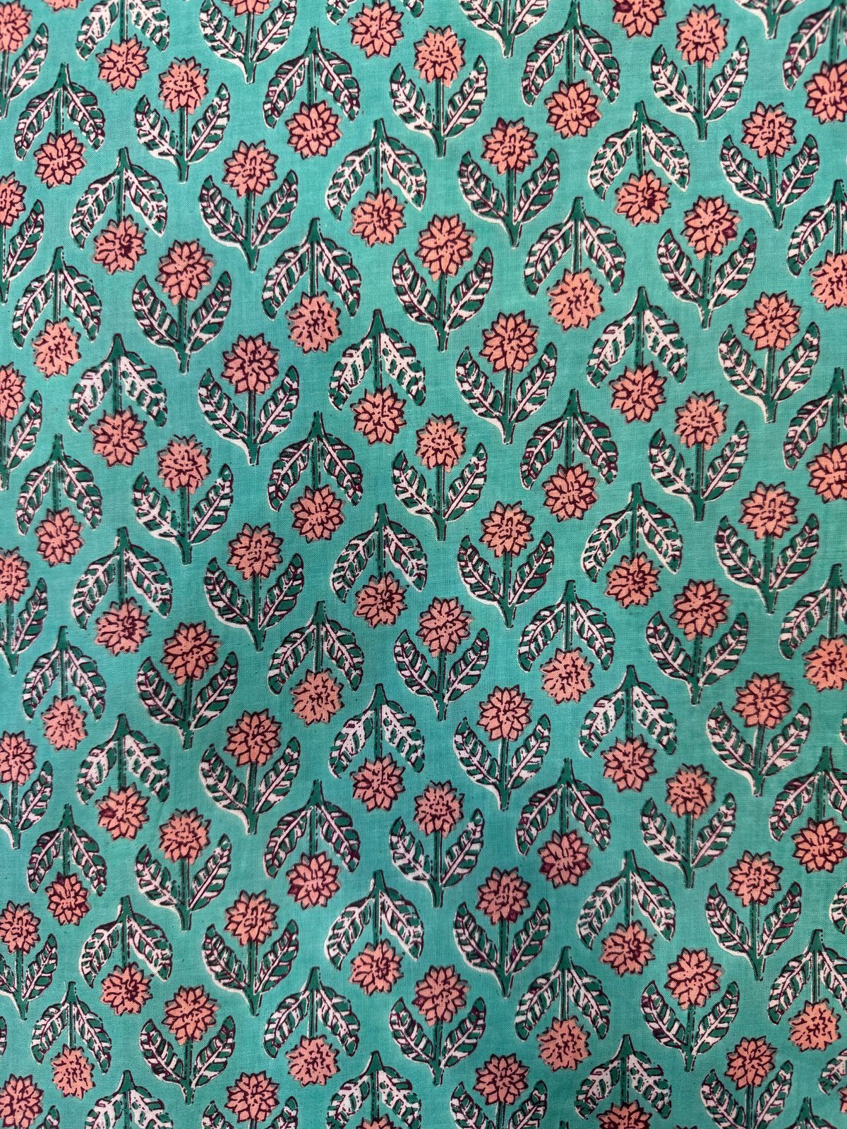 Aqua Booti Print Cotton Fabric