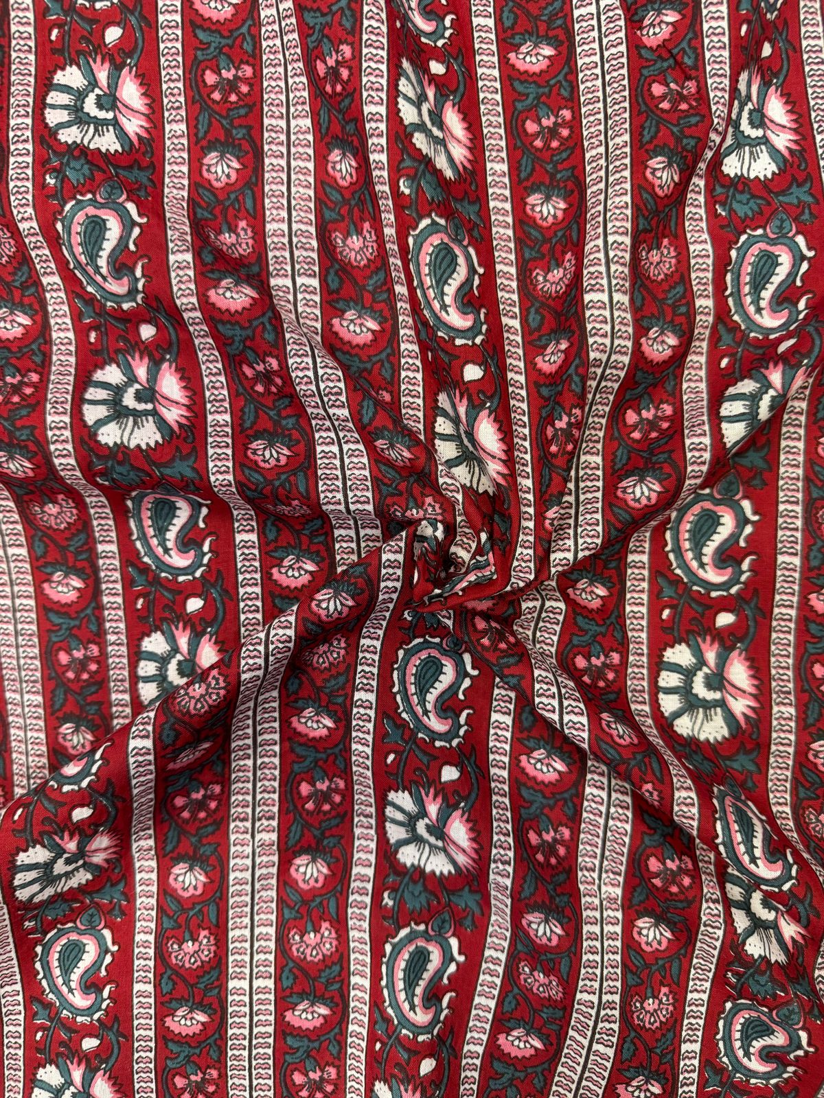 Blush Red Stripes Cotton Fabric
