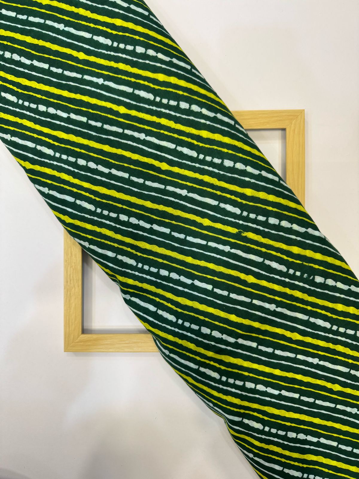 Green Lehariya Print Cotton Fabric