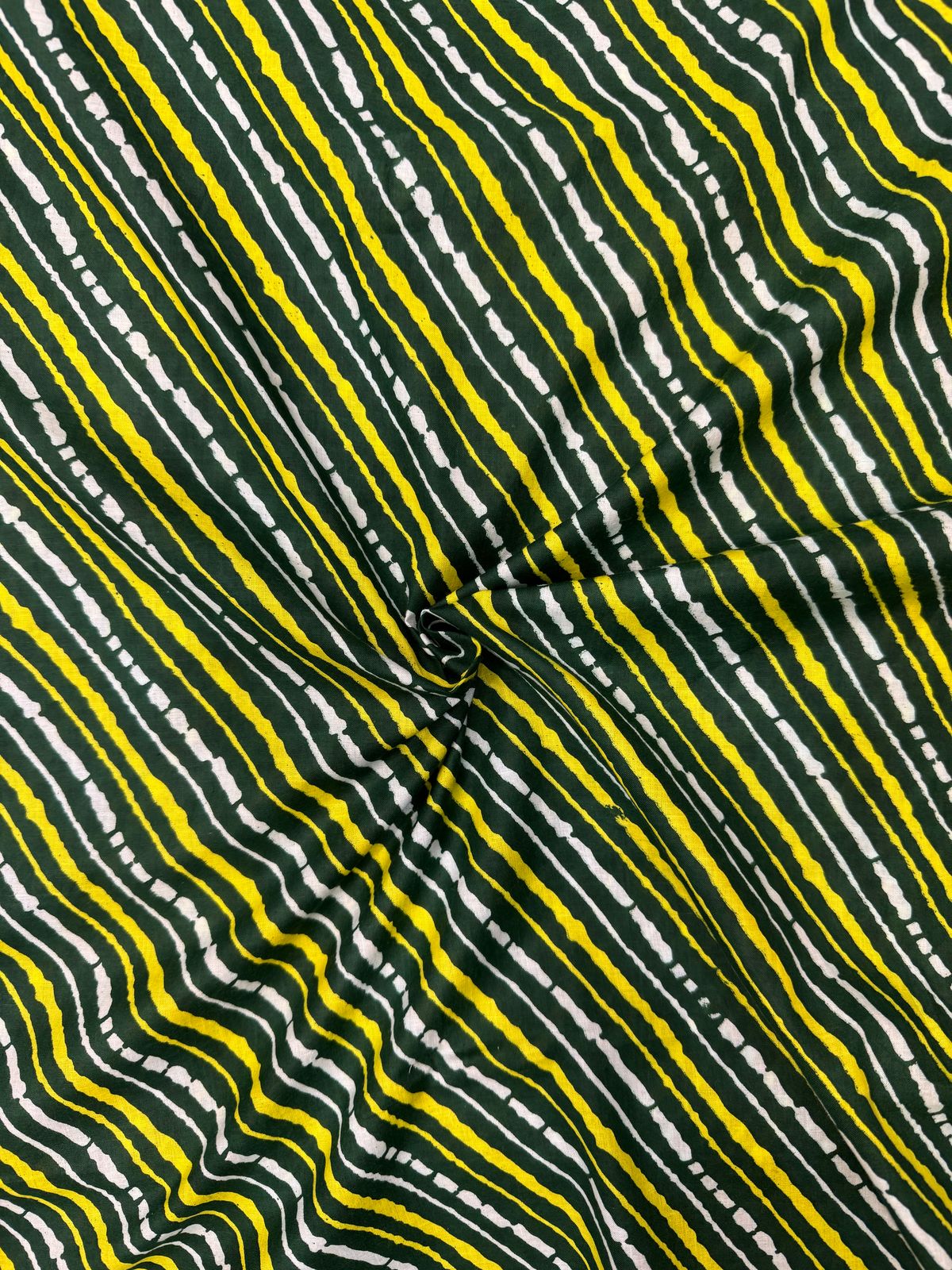 Green Lehariya Print Cotton Fabric