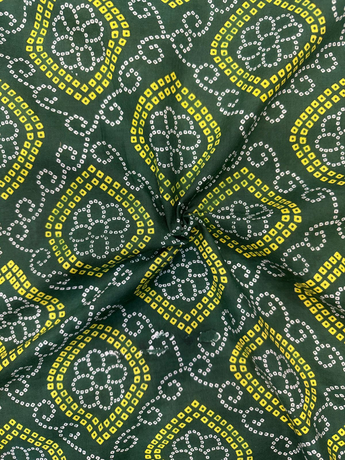 Green Bandhej Cotton Fabric