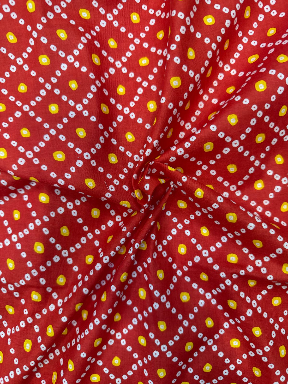 Red Fusion Bandhej Cotton Fabric