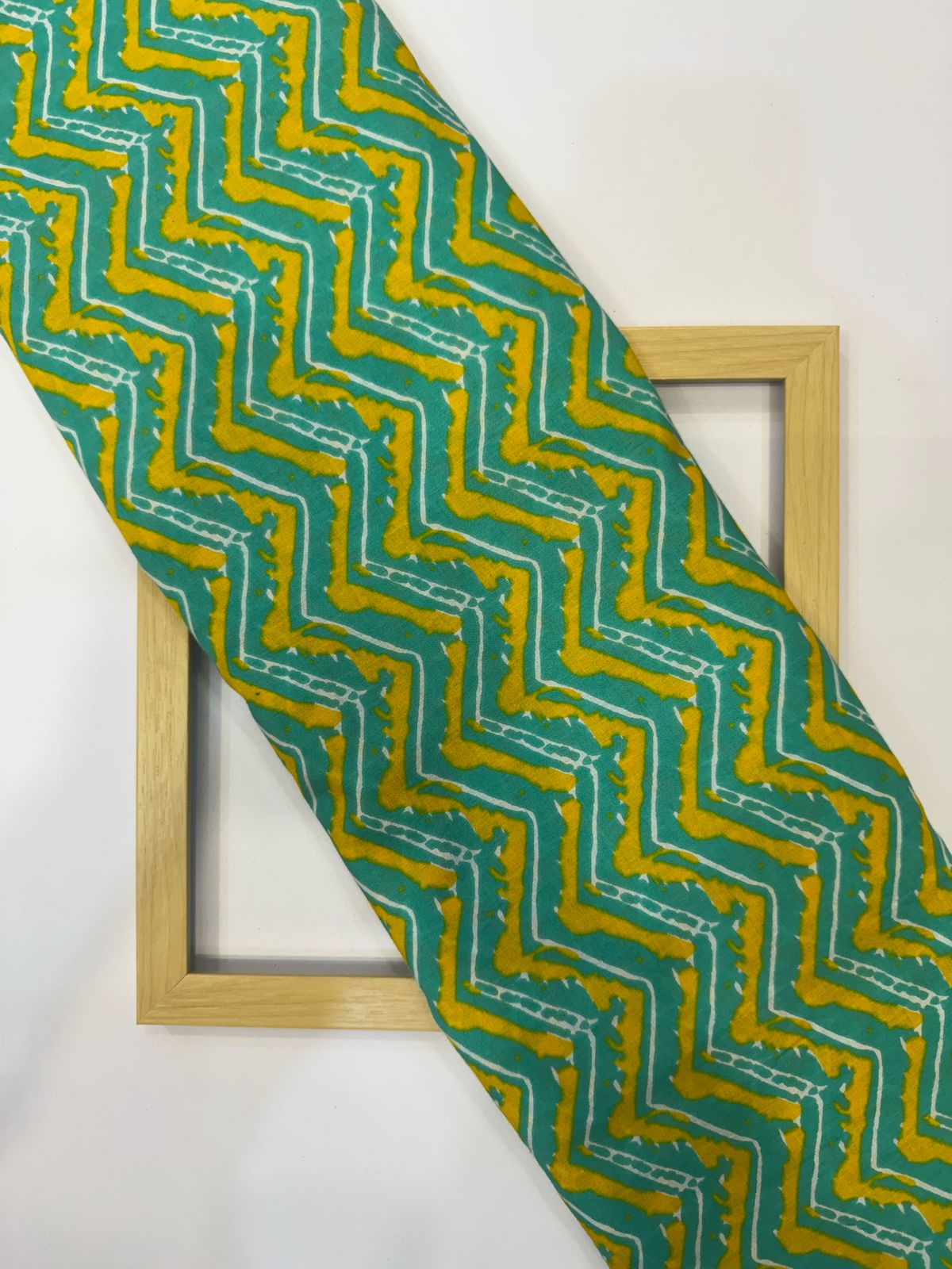 Lime Green Zig-Zag Cotton Fabric