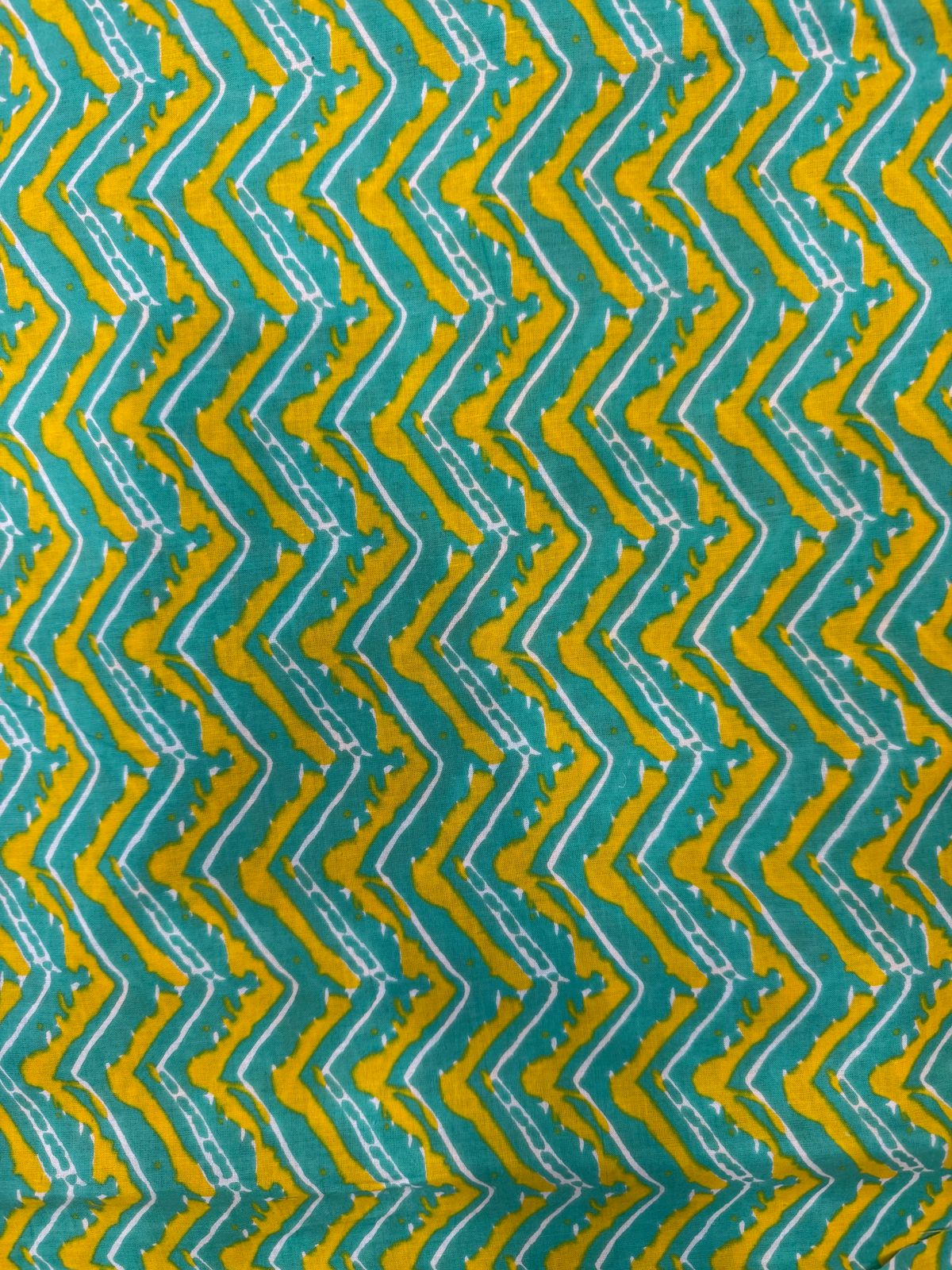 Lime Green Zig-Zag Cotton Fabric