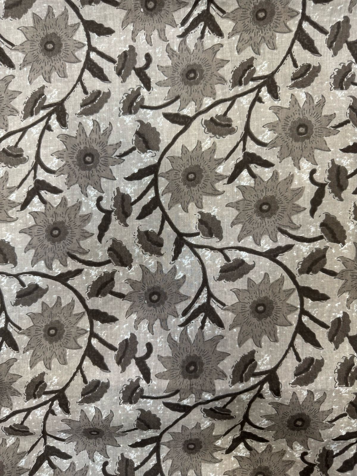 Coal Gray Floral Cotton Fabric