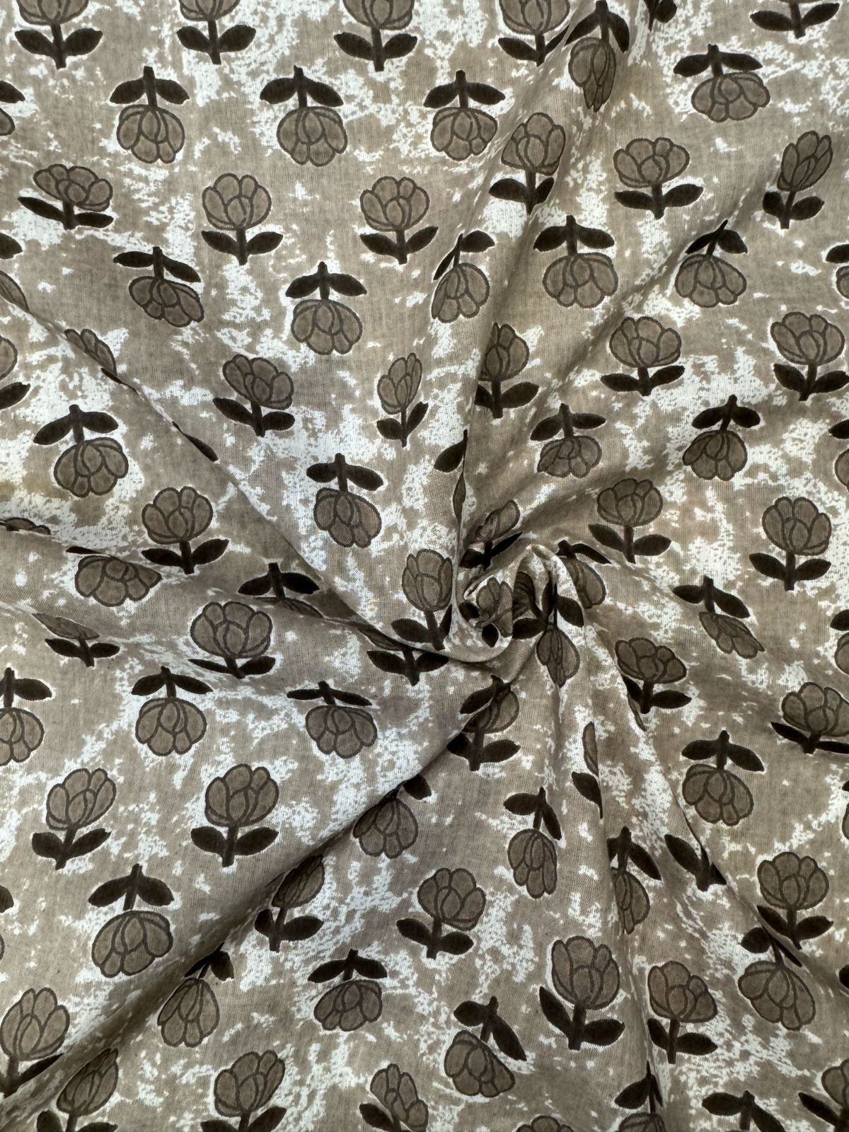 Gray Booti Cotton Fabric