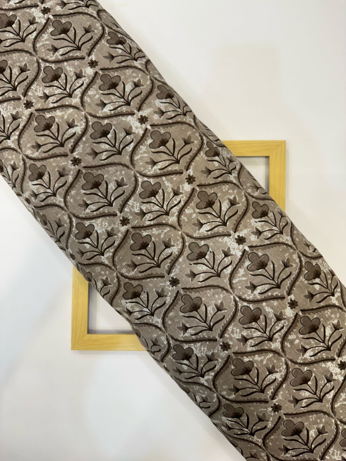 Gray Flower Cascade Cotton Fabric