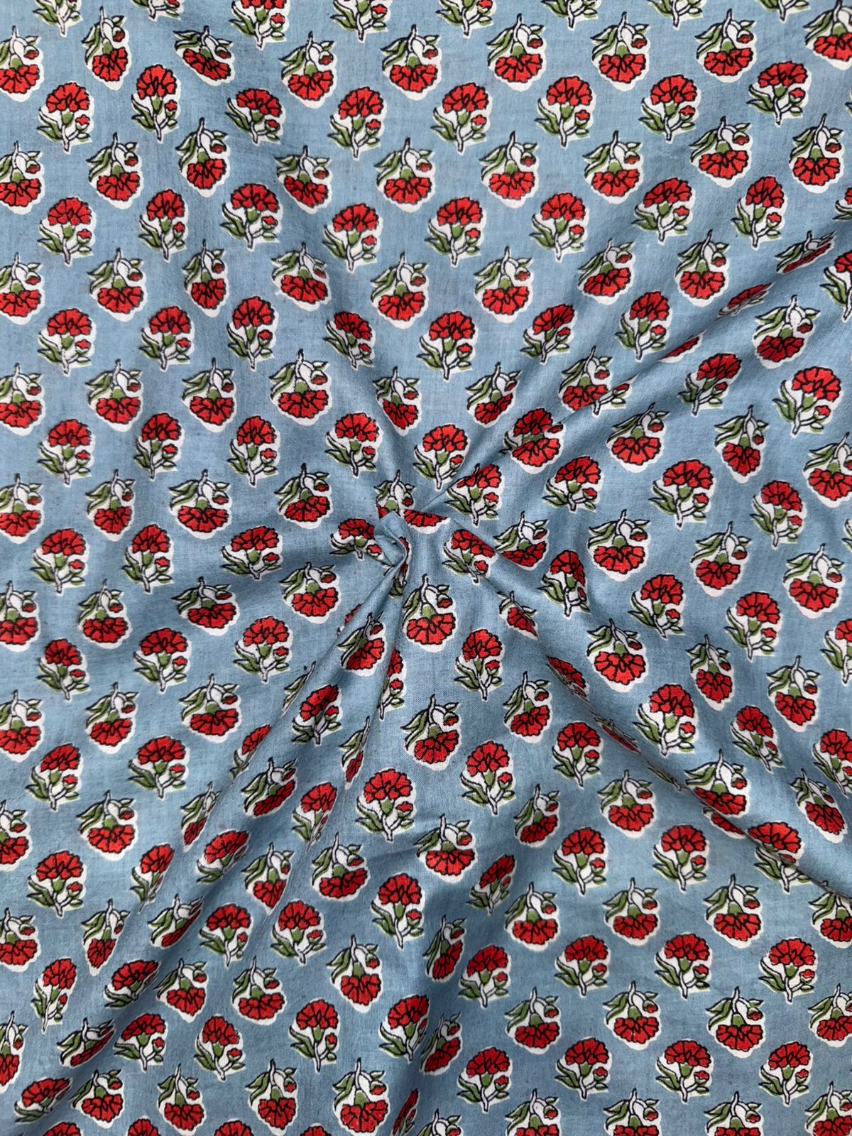 Slate Blue Booti Cotton Fabric