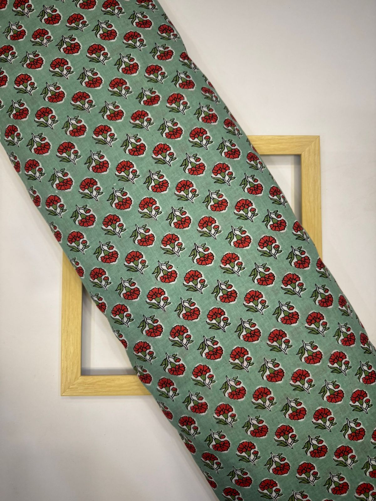 Pista Green Booti Cotton Fabric