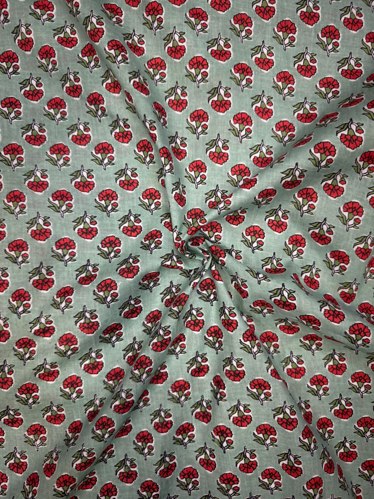 Pista Green Booti Cotton Fabric