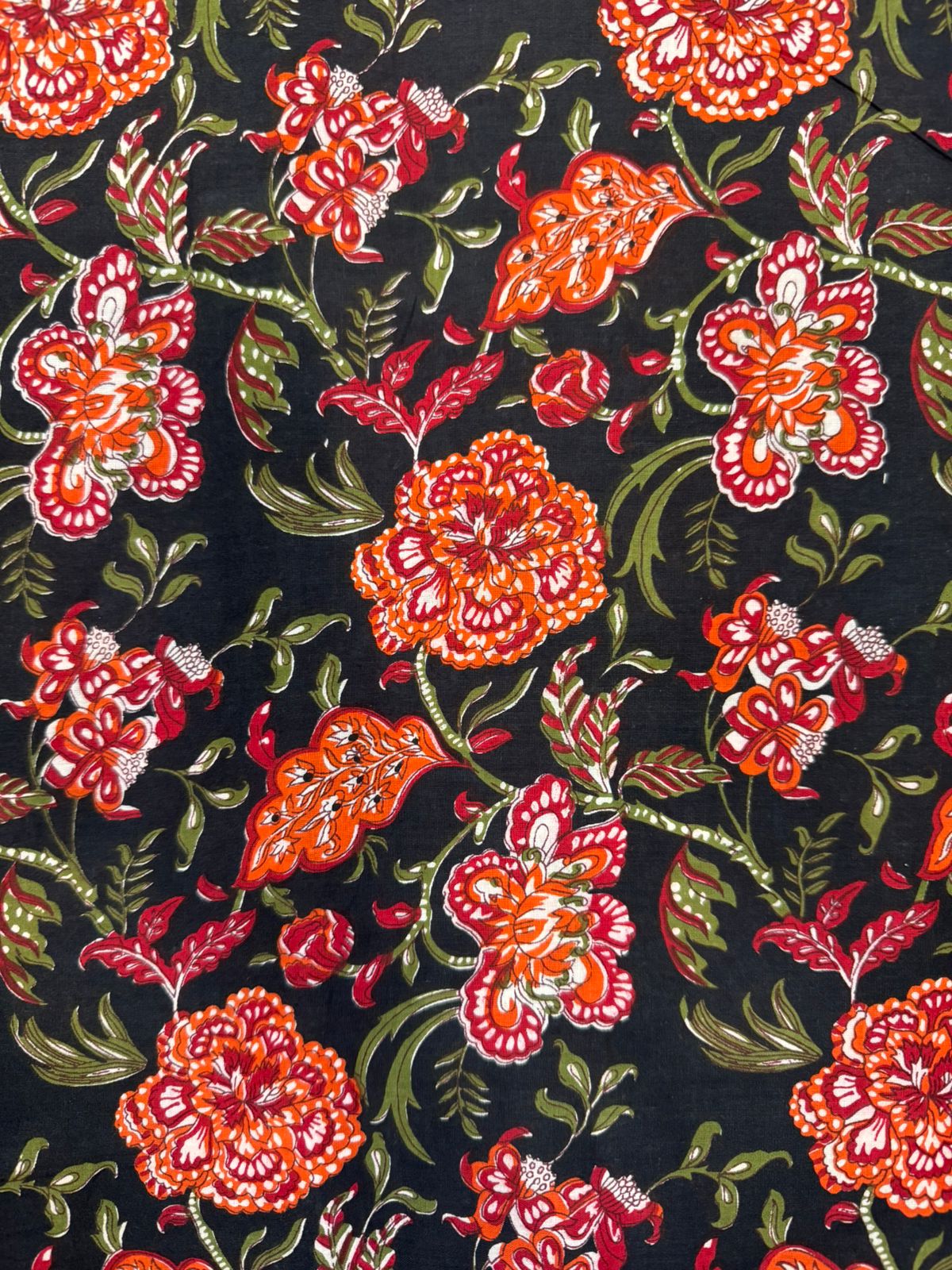 Black Amber Floral Cotton Fabric